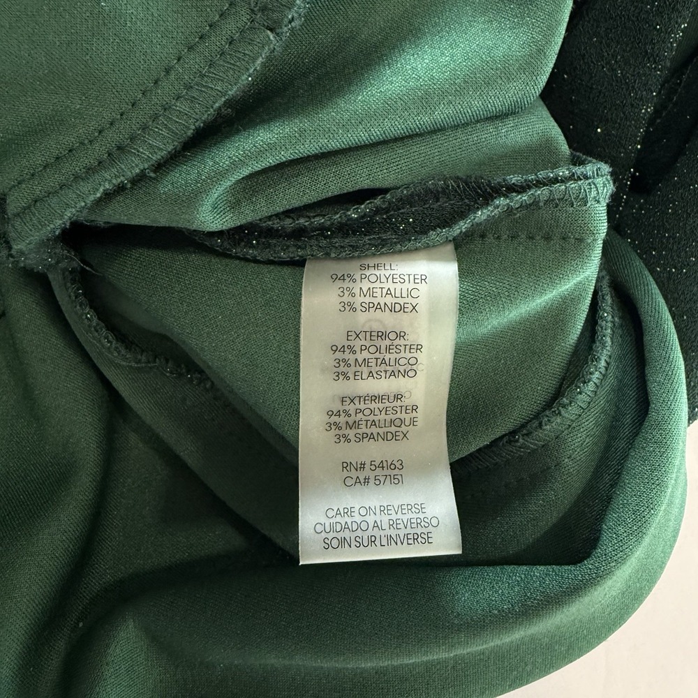 Calvin Klein Green Glitter Tulip Sleeve Belt Stretch Crop Jumpsuit Pockets 10 - Picture 11 of 11